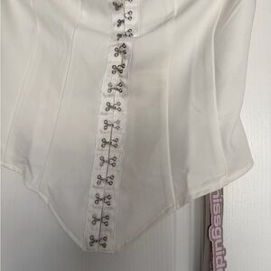 *New Missguided Ivory Corset Blouse with Silver Detailing